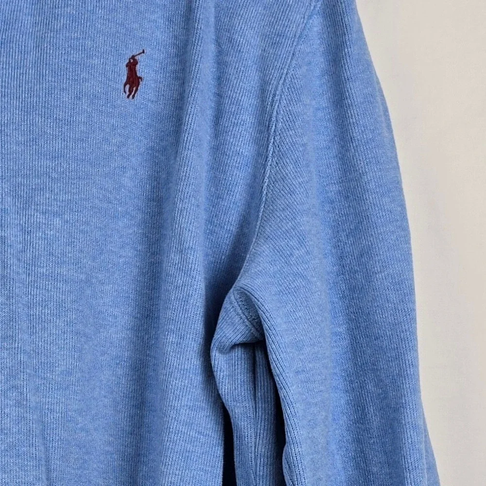 Polo‎ Ralph Lauren Mens XXL Light Blue Cotton Quarter Zip Pullover Sweater Pony